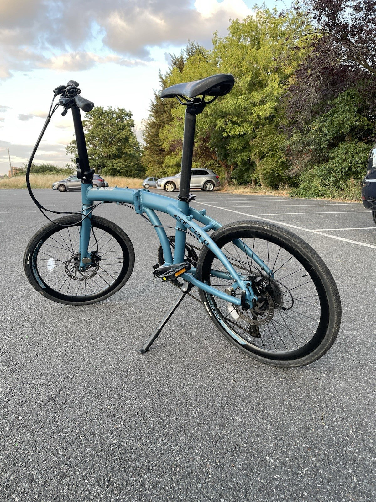 Carrera Intercity Disc 8-Speed Folding Bike.  Edition Matte Teal Blue 20inch