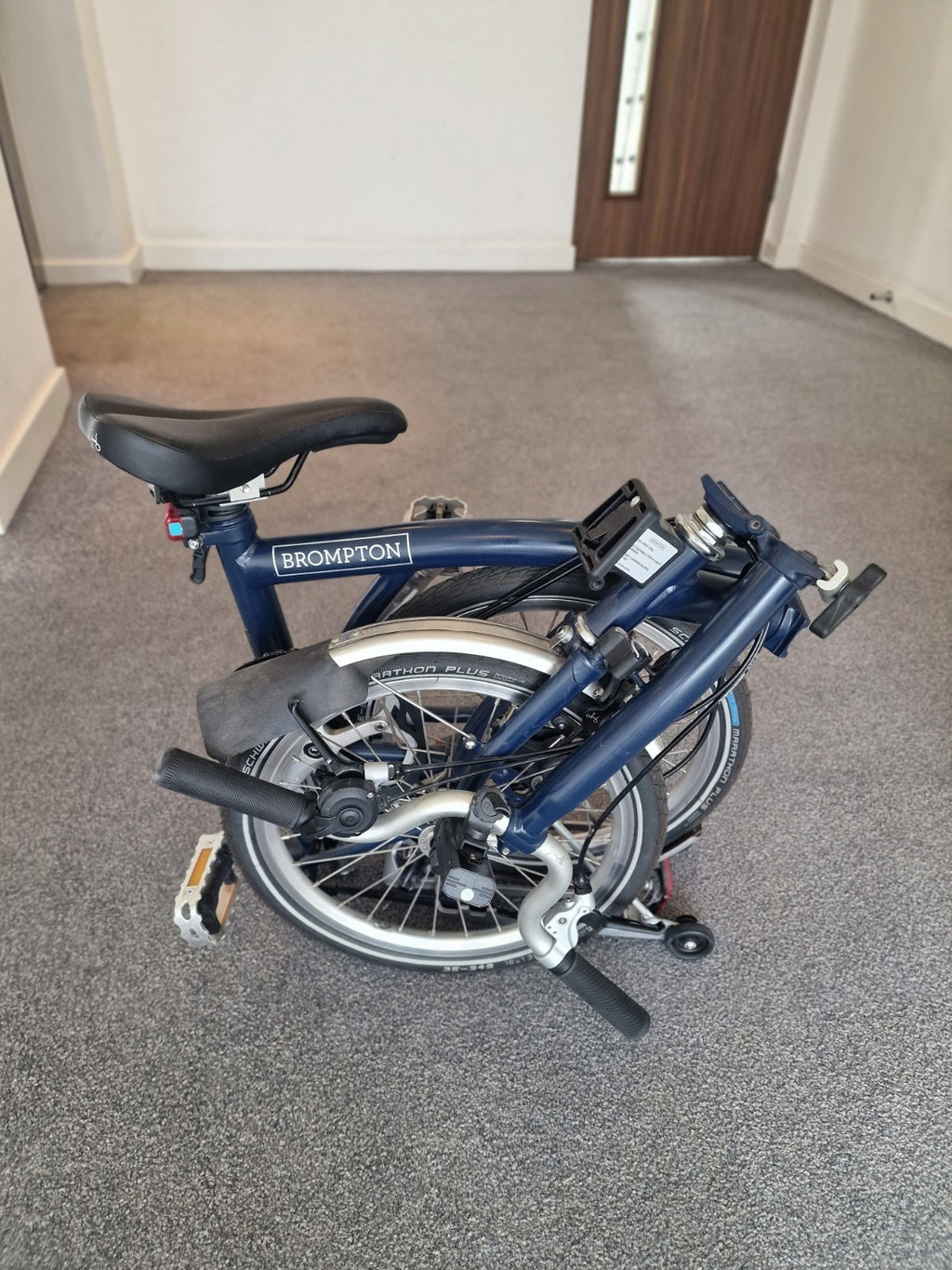 Brompton M3R Folding Bike - Tempest Blue - 3 Speed - Rear Rack & Front Metro Bag