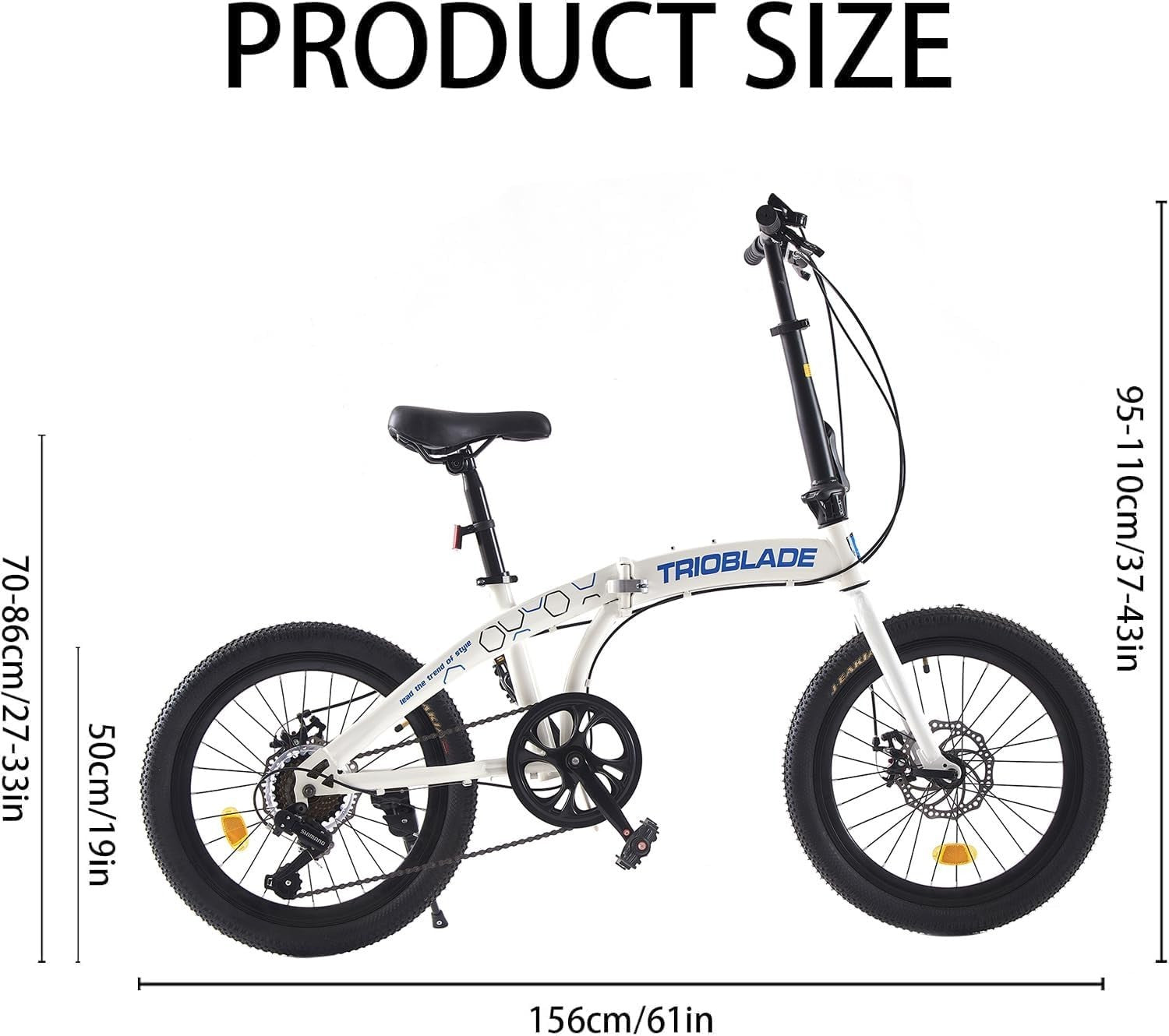 20" Foldable Lightweight Folding Bike 7-Speed Disc Brake Urban Commuter