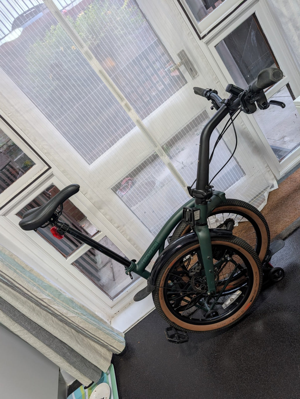 Brompton G Line with Optional Extras. 20" Rims, Green, 8-Speed, Rack, Mudguards