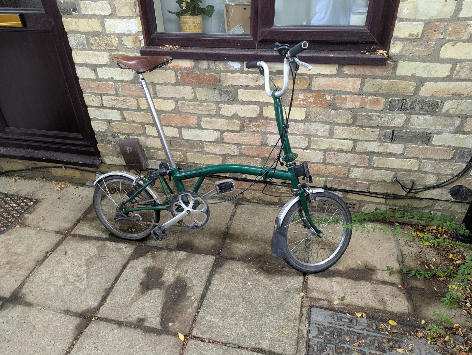 Brompton Folding Bike 16in Wheels Green 3Speed Derailleur Gears