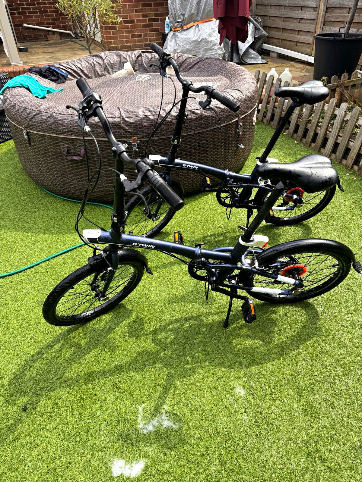 Two B'TWIN Tilt 500 Folding Bike 7 speed Mudguards Kickstand. £150 each