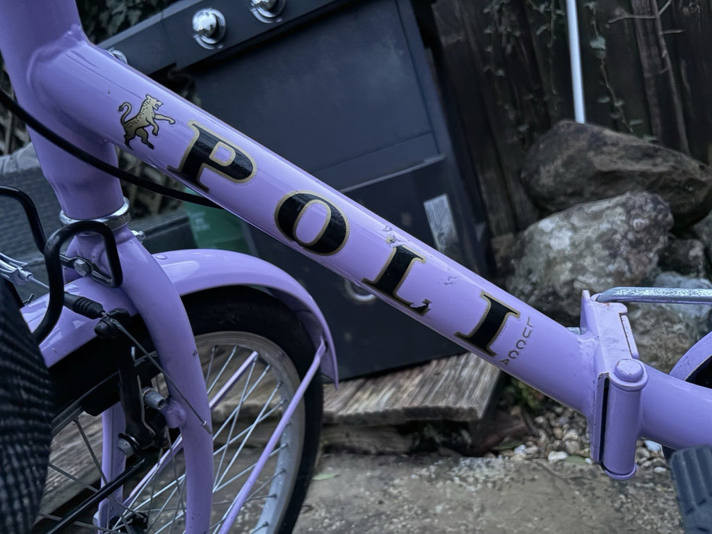 Foldaway Poli Lucca bicycle Purple With Basket And Box Rack Great Condition