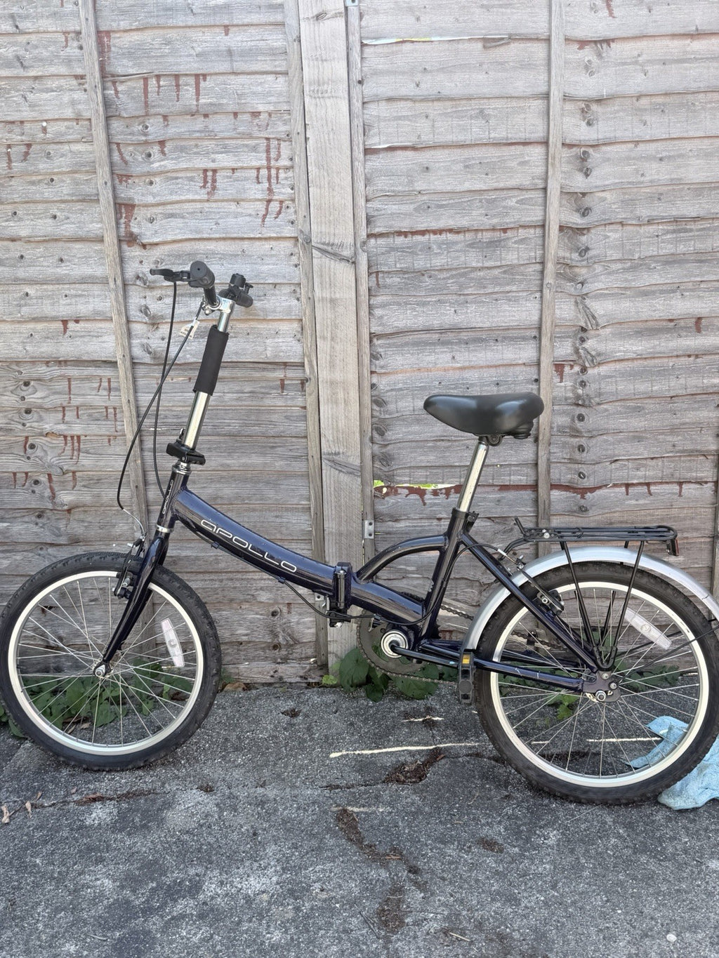 Apollo Folding Bike 20 in Blue/Black Rear Rack Mudguards Caliper Brakes