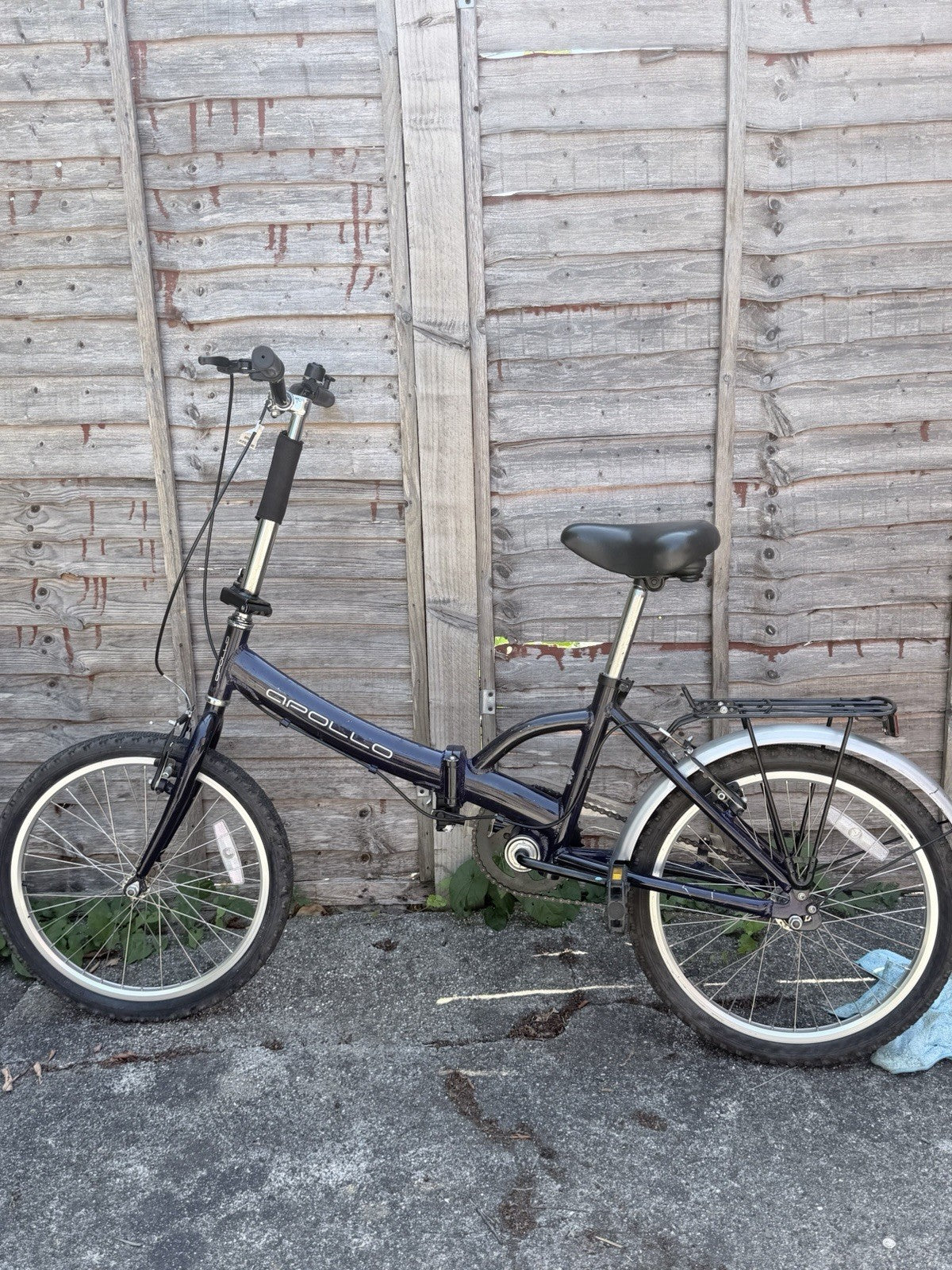 Apollo Folding Bike 20 in Blue/Black Rear Rack Mudguards Caliper Brakes