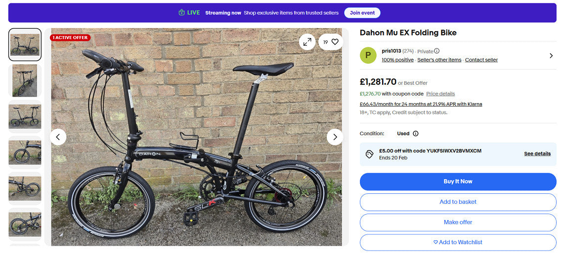 DAHON FOLING BIKE. VERY LIGHT, WITH CARRY BAG - Like Brompton