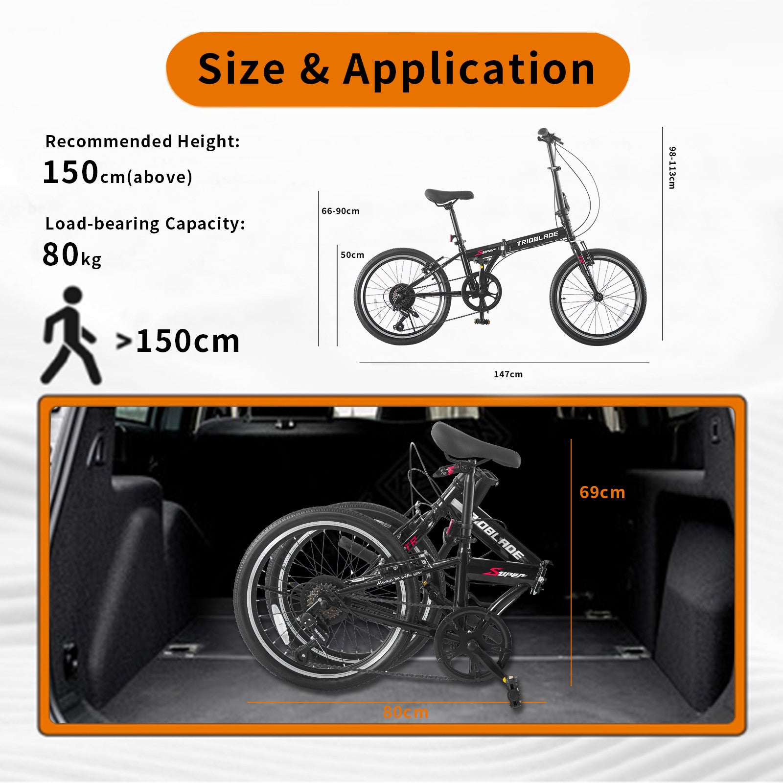 20 Inch Adult Folding Bicycle 7-speed Transmission System Folding Bicycle Black