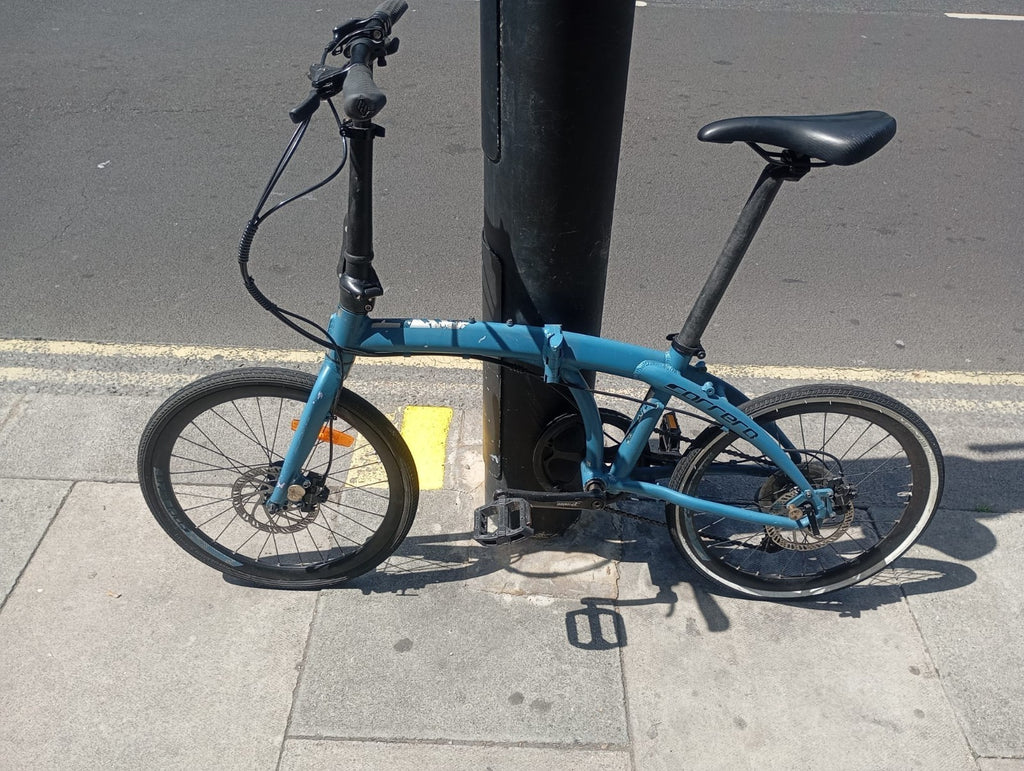 Carrera Intercity Disc 9 Speed Folding Bicycle Matte Blue Adult Fold Up Bike