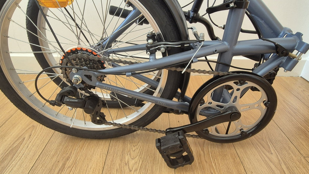 Decathlon BTWIN Tilt 120 Grey Folding Bike, Lights, Bell