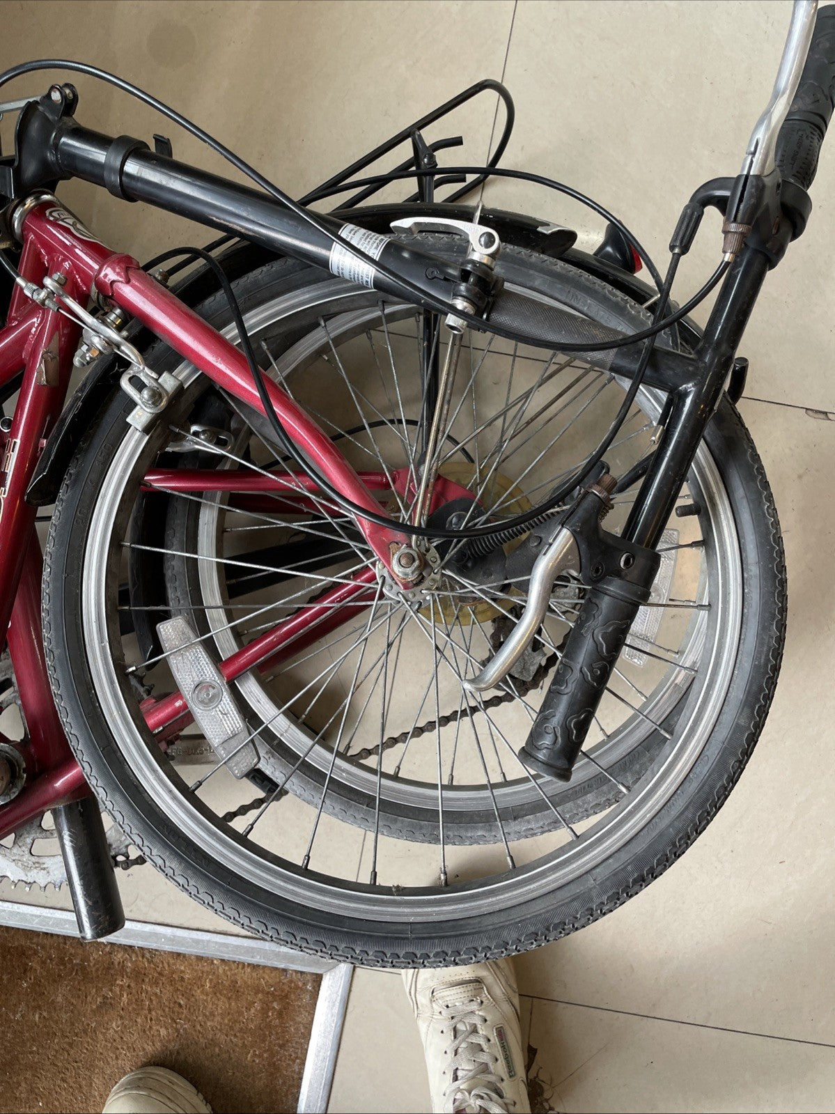 RARE VINTAGE RED RUDGE TRANSPORT 7 FOLD UP BIKE BICYCLE FOR RESTORATION