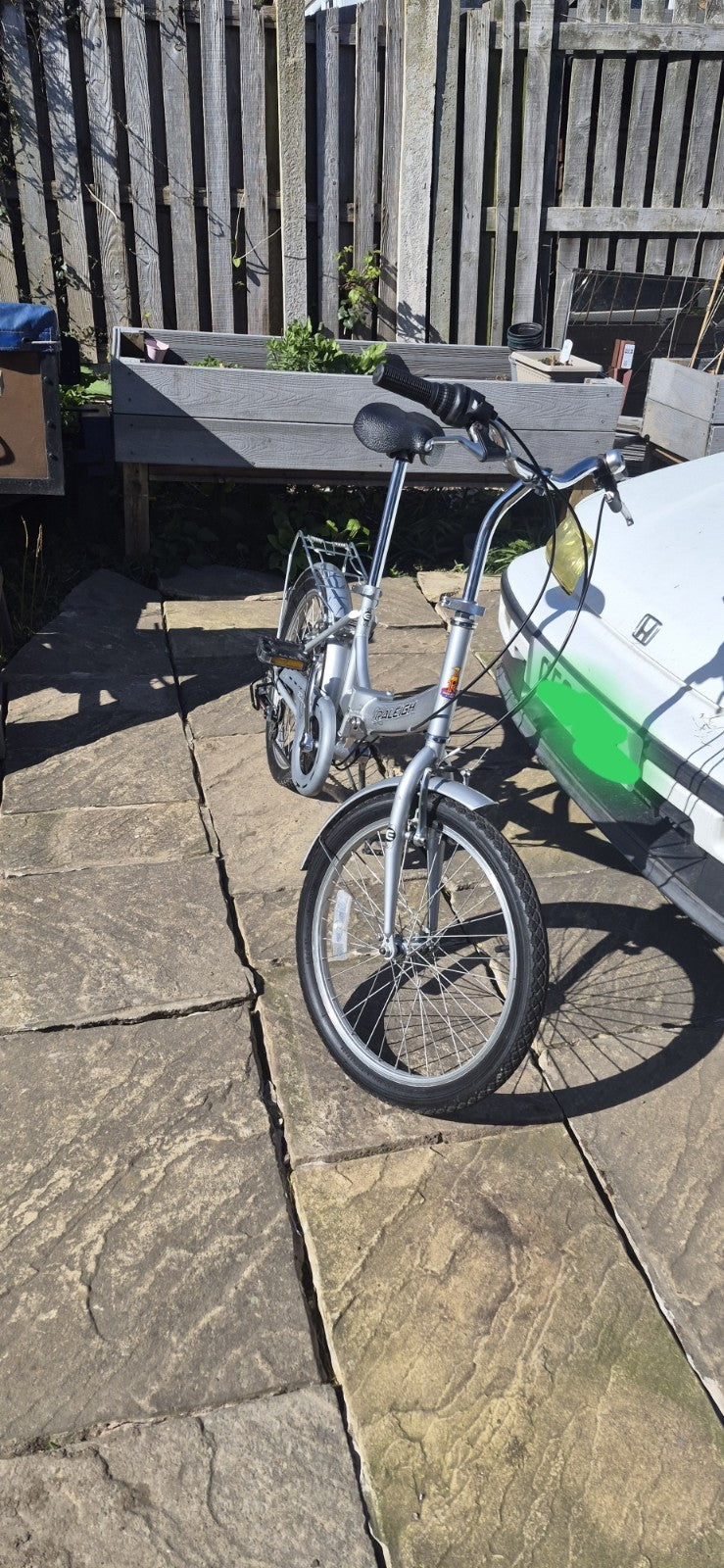 Raleigh Eclipse Folding Bike 20in Silver Mudguards Rear Pannier Rack Kickstand