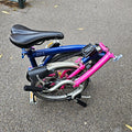 Brompton  c line 2012 Folding Bike 16 in M Frame Blue/Pink Mudguards lights