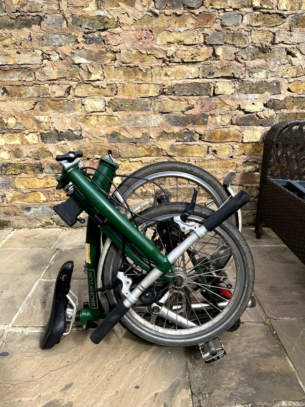 Racing Green Brompton S3 with flight case - 3 gear folding bike