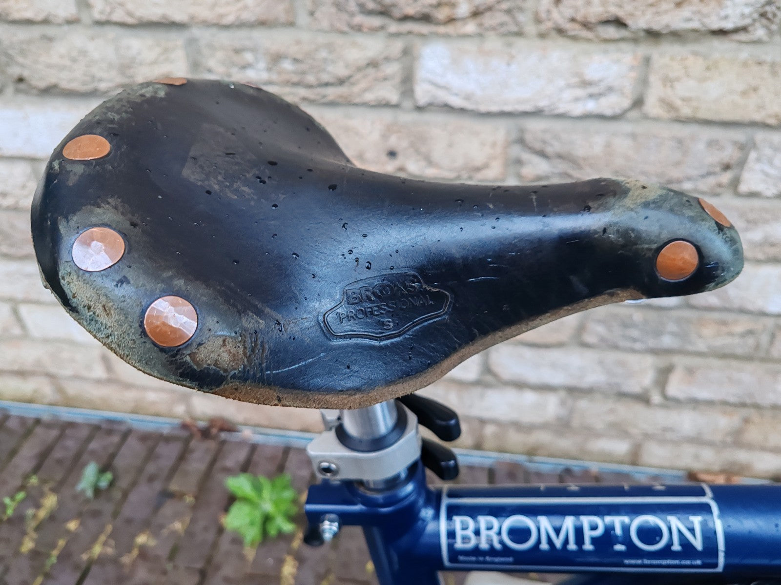 Brompton H6R 6 Speed Folding Bike Rack Brooks Saddle Commuter Blue