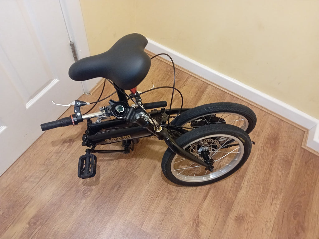 Folding Bicycle 16" Inch Bikes for Adults 6-Speed Foldable City Bicycle Black