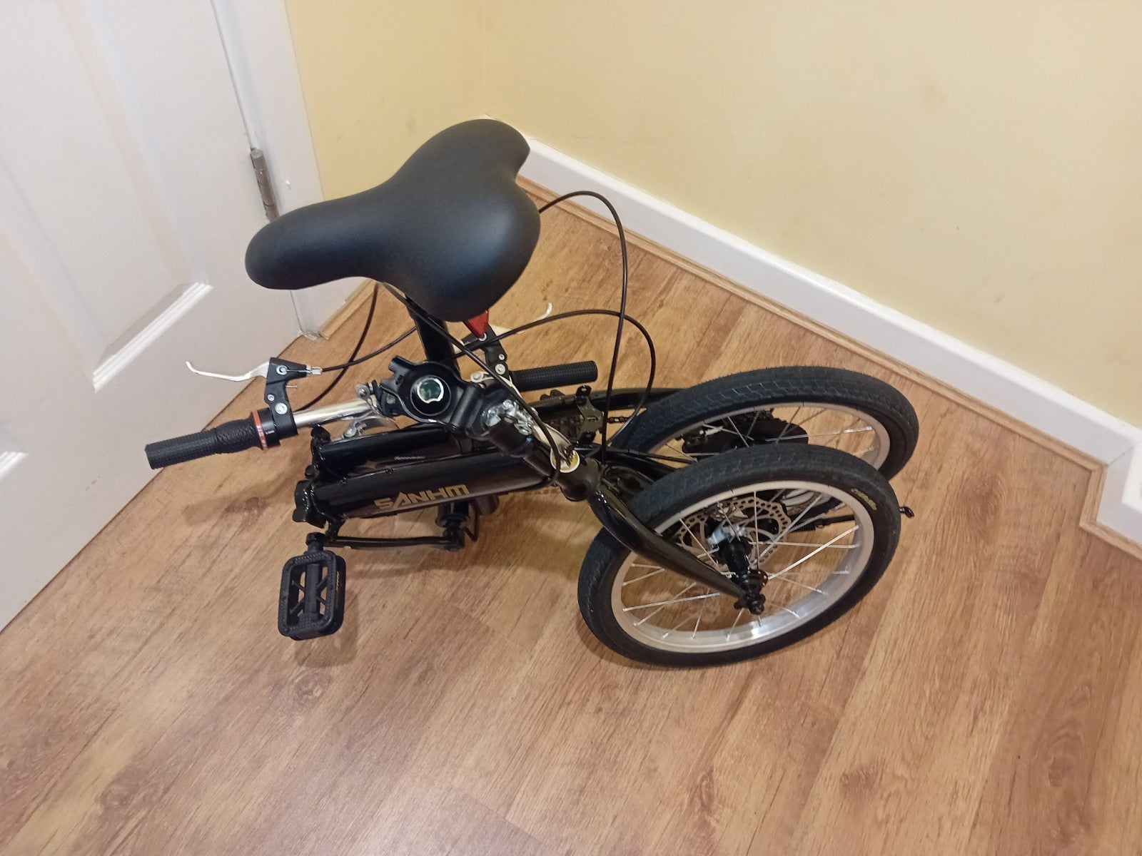 Folding Bicycle 16" Inch Bikes for Adults 6-Speed Foldable City Bicycle Black