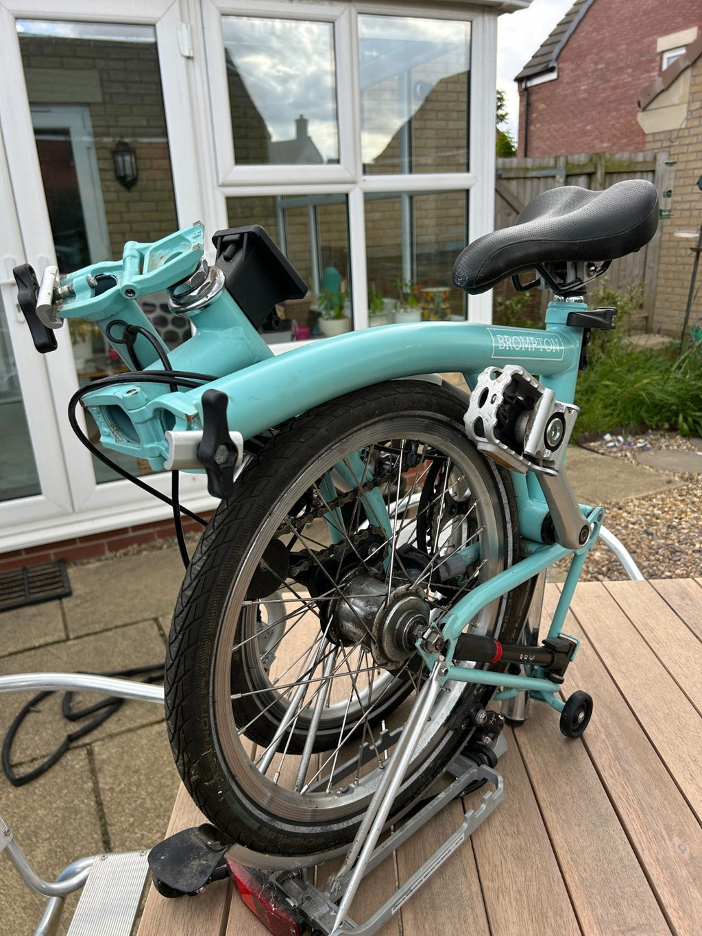 Brompton B75 16" Folding Bike - Blue with C bag and luggage rack