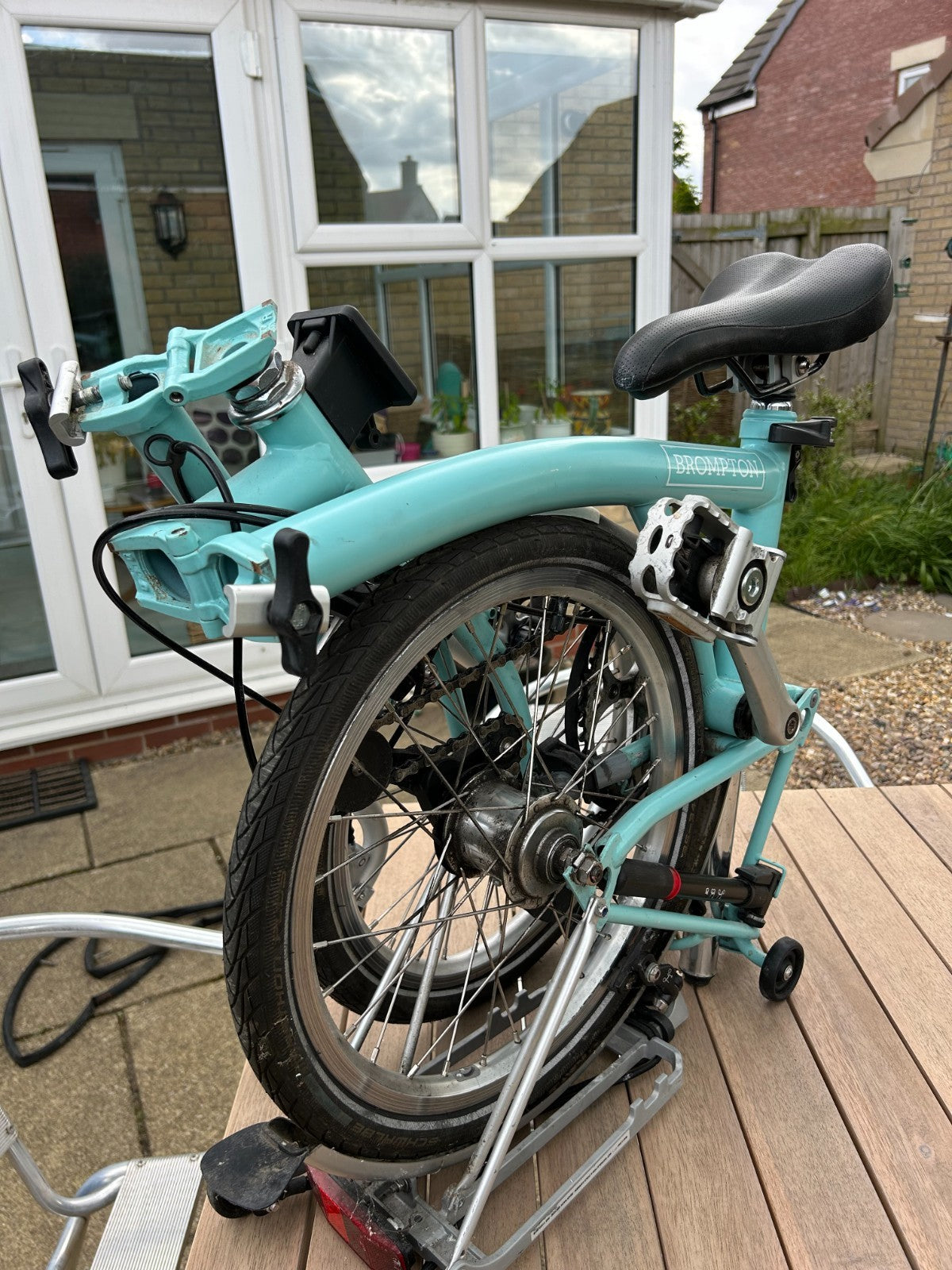 Brompton B75 16" Folding Bike - Blue with C bag and luggage rack