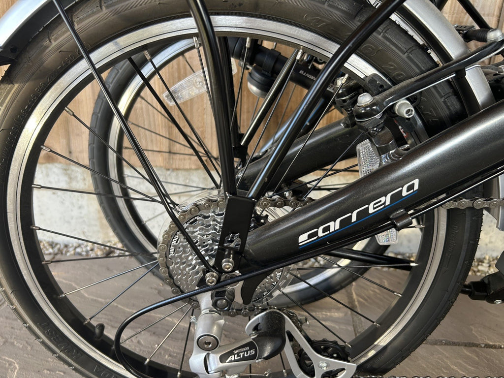 Carrera Intercity 20in Folding Bike Black/Silver Rear Rack Mudguards V-Brake
