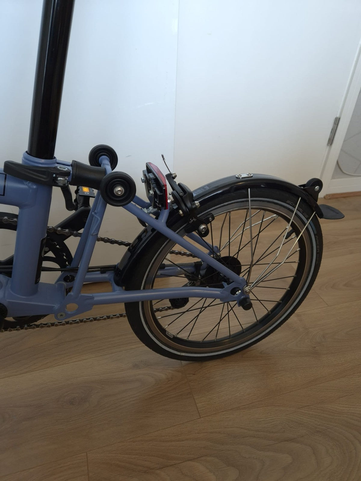 Brompton Folding Bike 16in Blue, Mudguards & Reflectors, Derailleur, Caliper