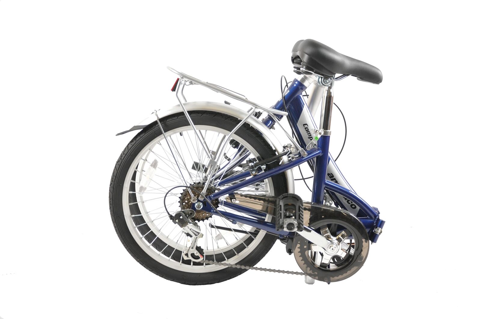 Ammaco Pakka Compact 20 Inch Wheel Folding Shopper Camping Bike 6 Speed Blue