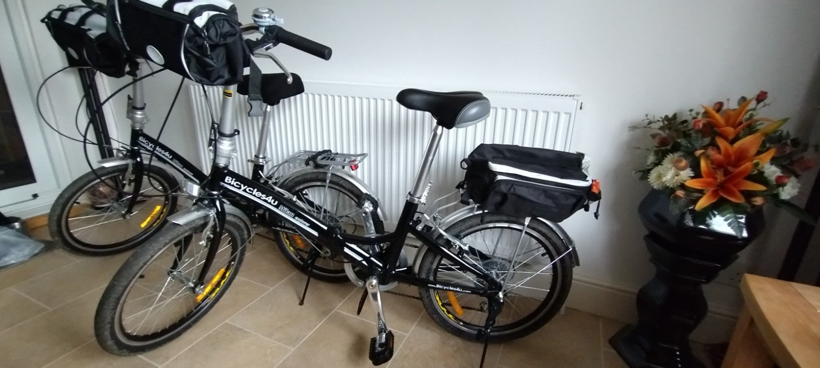 Pair of Bicycles4u Milan Explorer Folding Bicycle 20 Wheels with bags etc