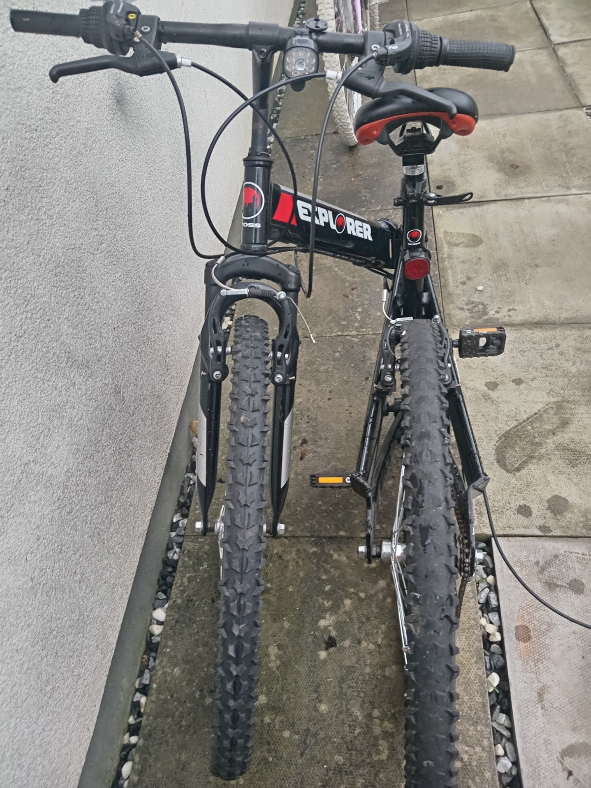 Cross Explorer Folding Bike 26 in Flat Bar Twist Grip V-Brake Front Sus Black