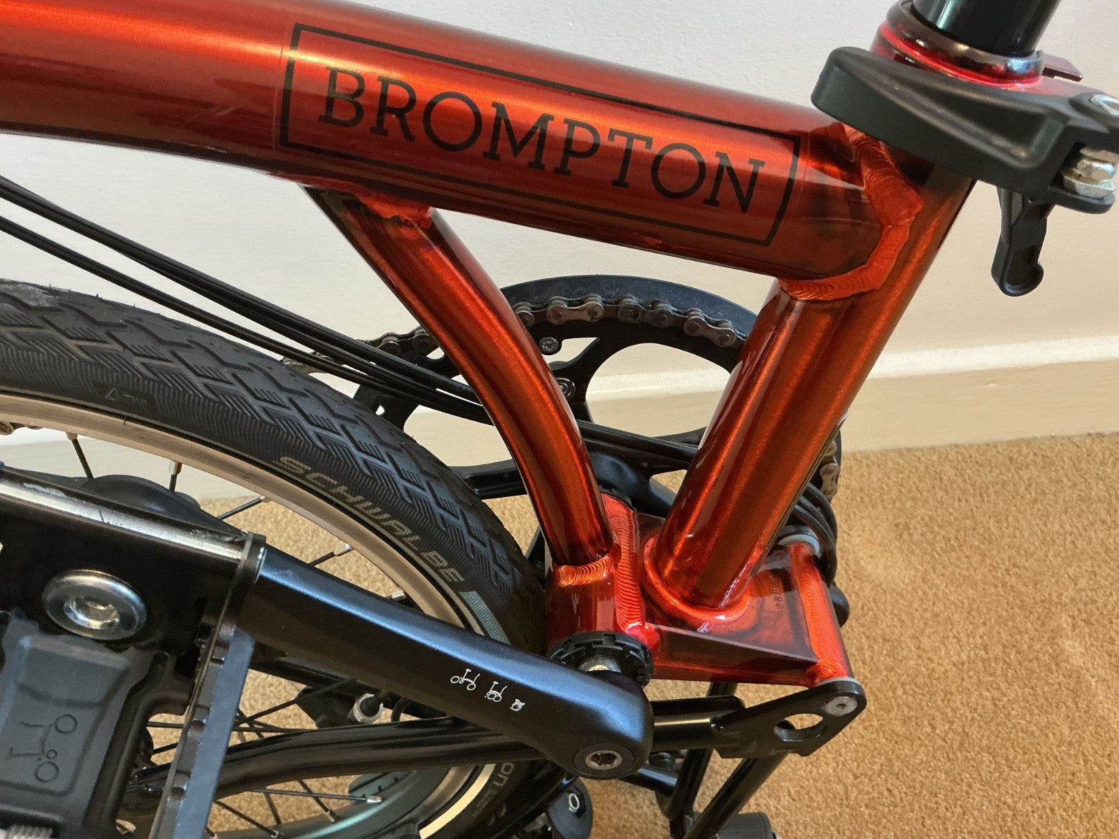 Brompton C Line Flame Red Lacquer low bar 6 speed