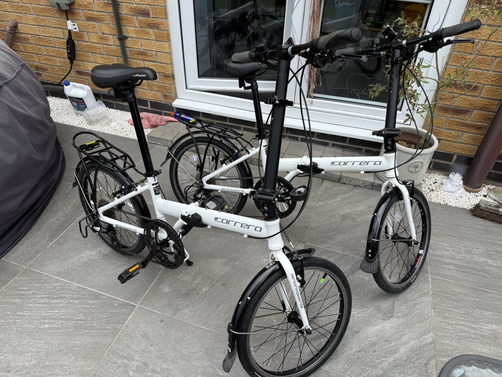 Pair of Carrera Transport not transit Folding Bikes aluminium frames