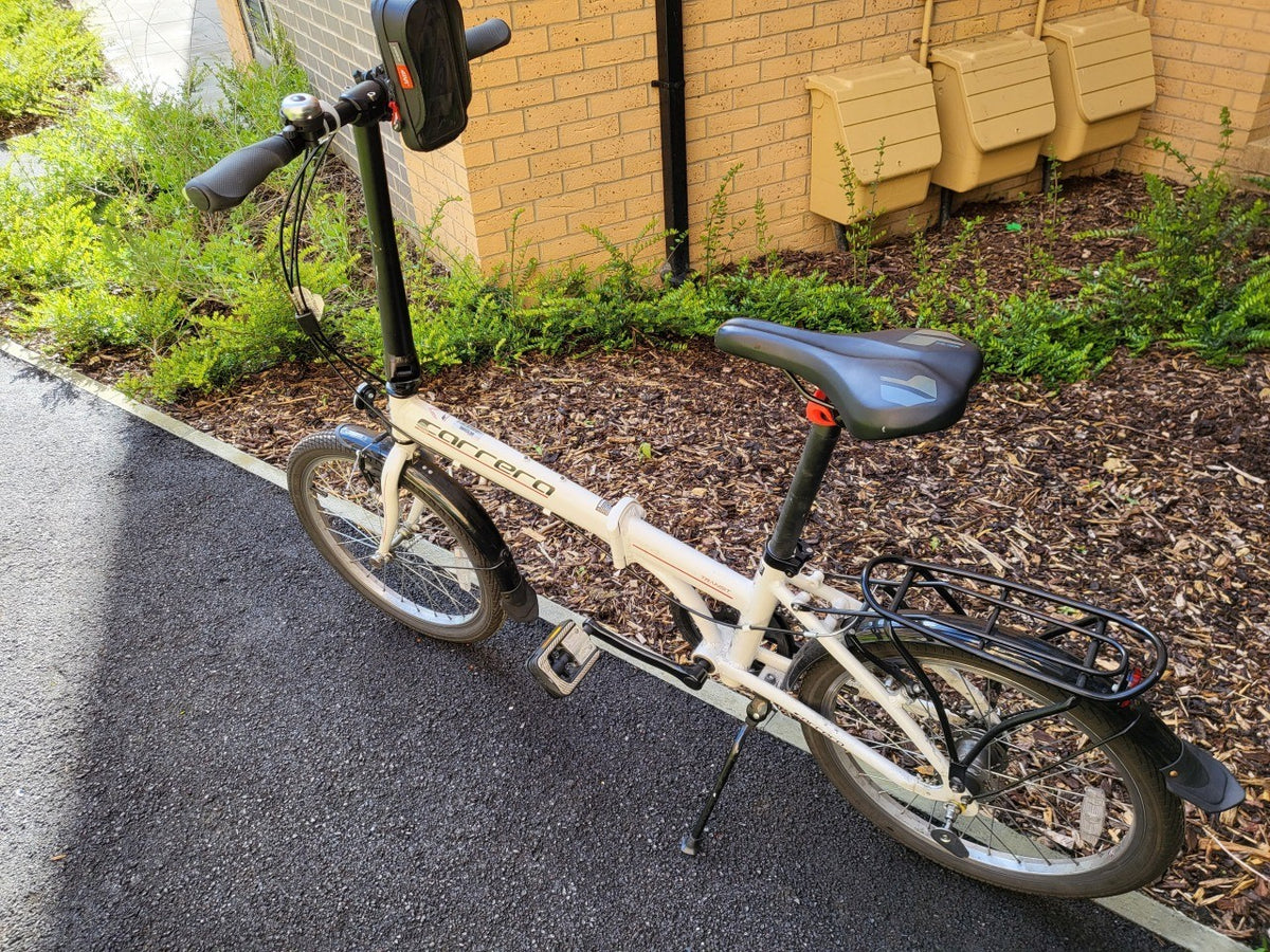 Carrera Transit Folding Bike 20” Wheels 8 Speed Alloy Frame Rack