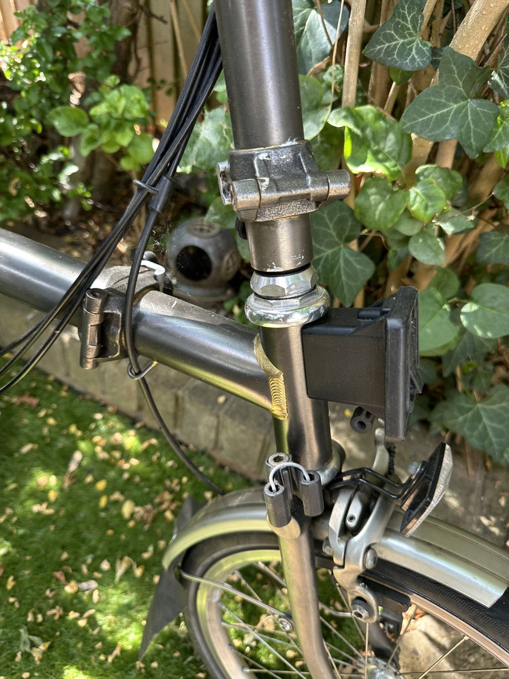 Brompton Folding Bike P-Line Super light Titanium 6 Speed in raw lacquer