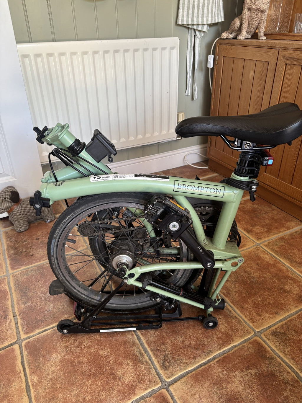 Brompton C Line Matcha Green Folding Bike. 2 Year Old Excellent Condition + Roll