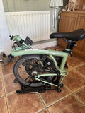 Brompton C Line Matcha Green Folding Bike. 2 Year Old Excellent Condition + Roll