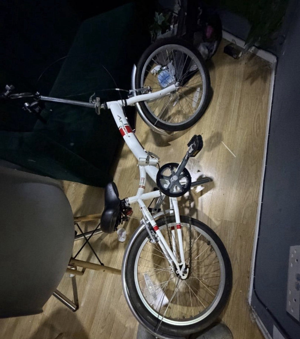 Dahon 1992 Folding Bike 20in White Steel Flat Bar V-Brake Vintage