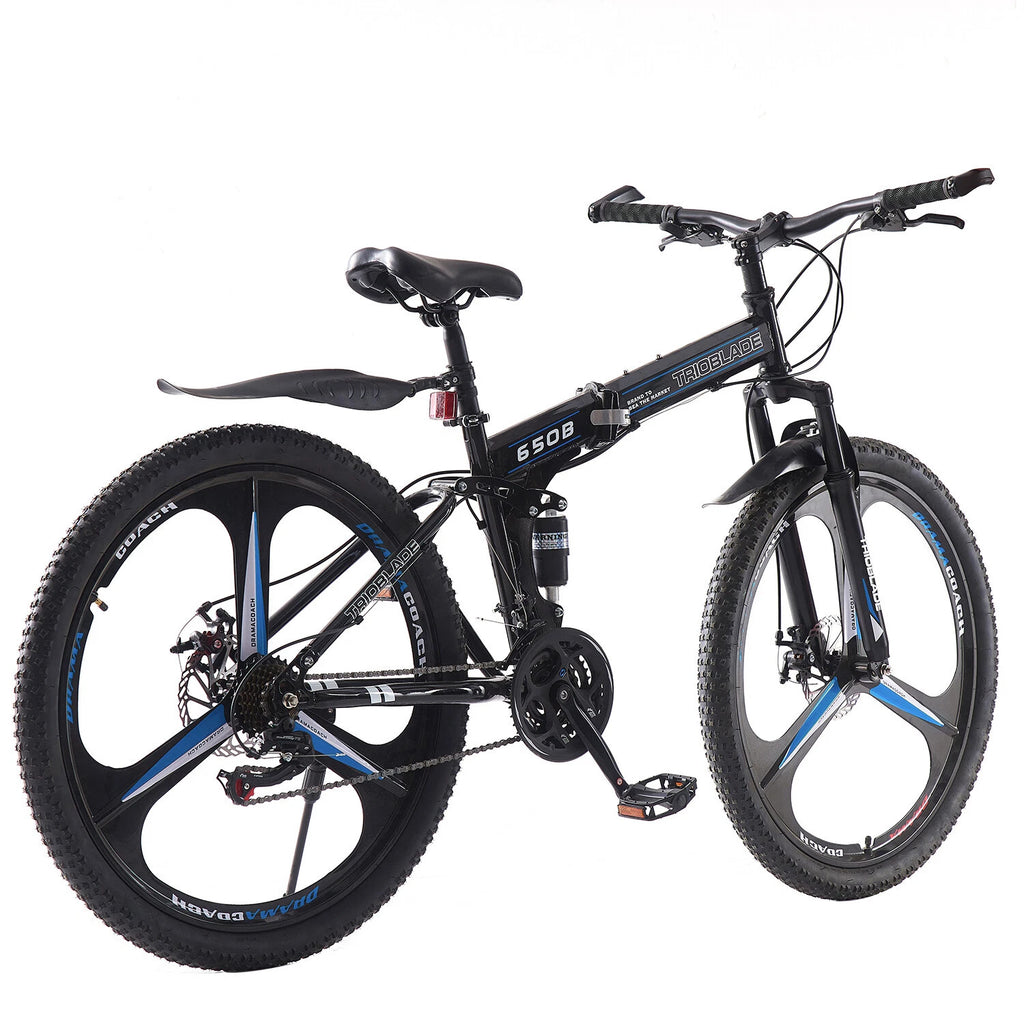 Folding Mountain Bike 26 Inch Wheel 21 Speed Full Suspension Bicycle