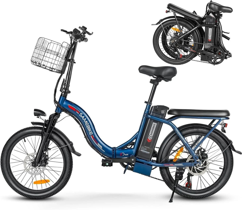 20" Portable Commuter Bike 36V 12AH Folding City Bike 7 Speed -CY20R White