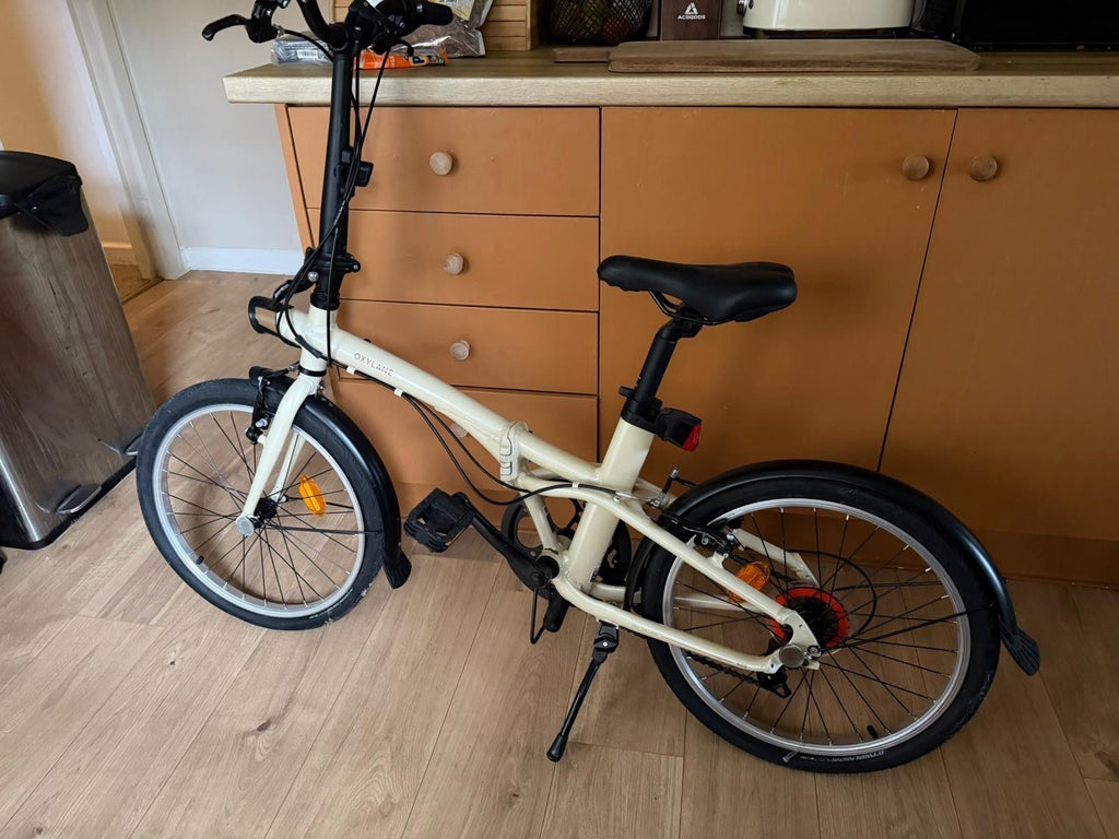 Unused Btwin Folding Bike Cream Colour