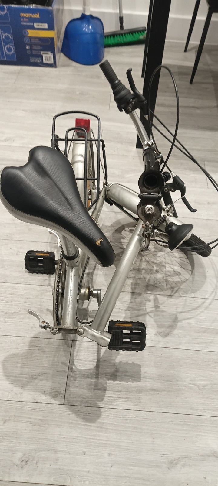 Silver Folding Bike 20in Wheels 1 Speed Rear Rack Mudguards Reflectors