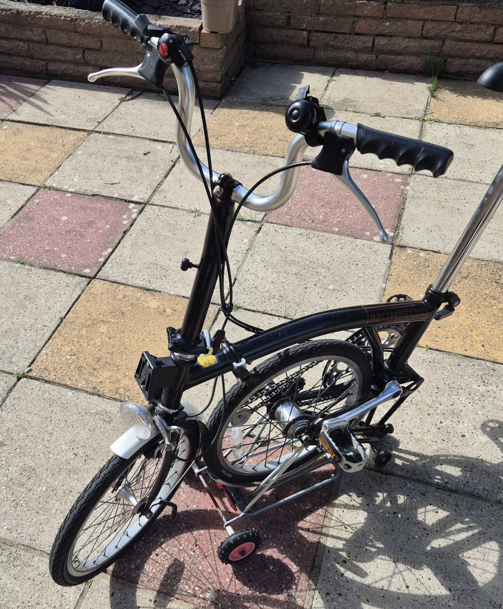 Brompton Folding Bike 16in 5-Speed Black/Silver Adjustable Seat Bell