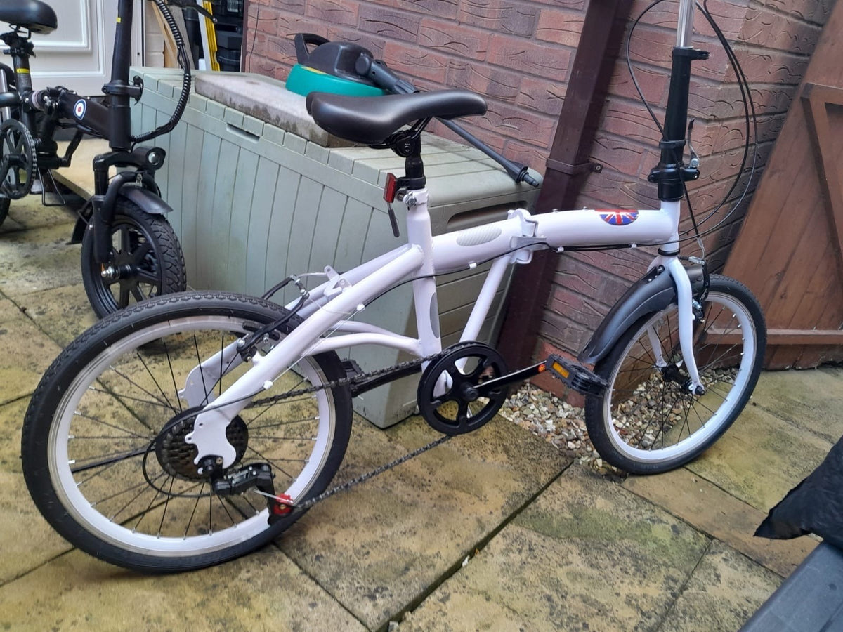 White Folding Bike Foldable City Bike for Adult 20" Commute Bicycle 6 Speed Gear