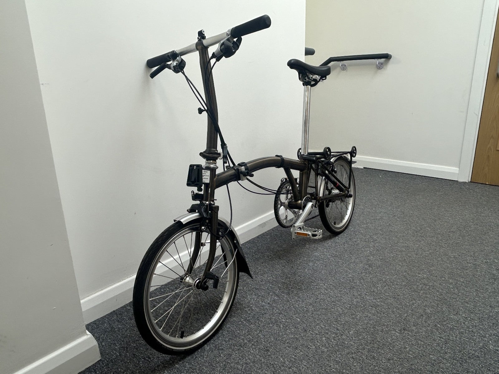 Used Brompton S6L Raw Lacquer 6 Speed Folding Bike with Rear Rack