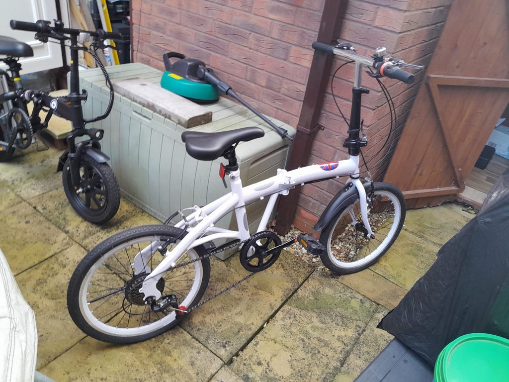 White Folding Bike Foldable City Bike for Adult 20" Commute Bicycle 6 Speed Gear