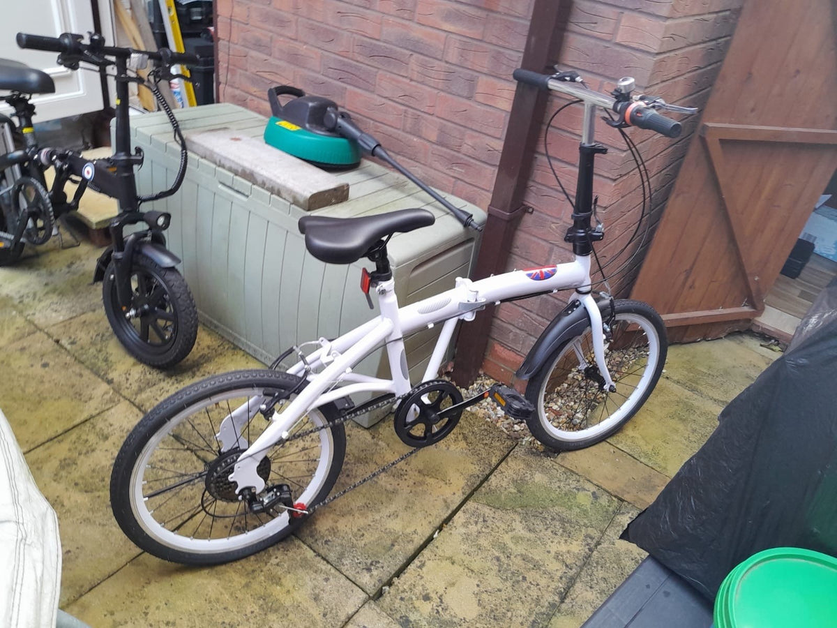 White Folding Bike Foldable City Bike for Adult 20" Commute Bicycle 6 Speed Gear