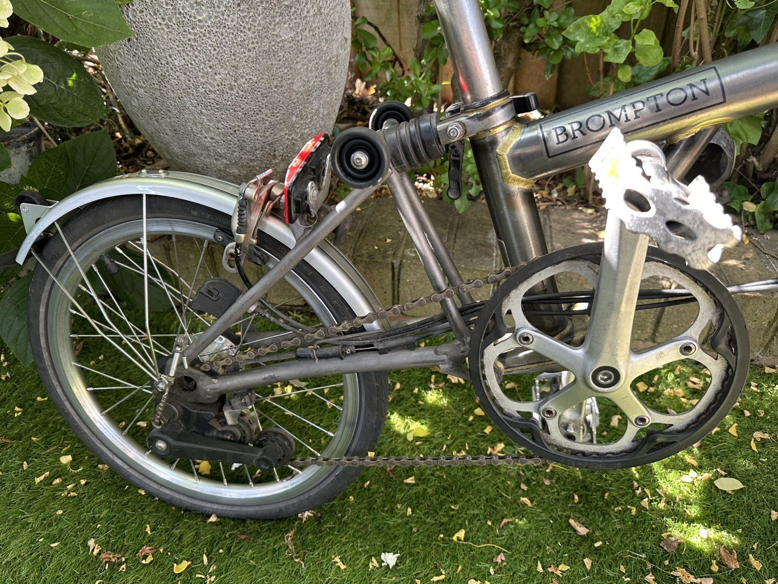 Brompton Folding Bike P-Line Super light Titanium 6 Speed in raw lacquer