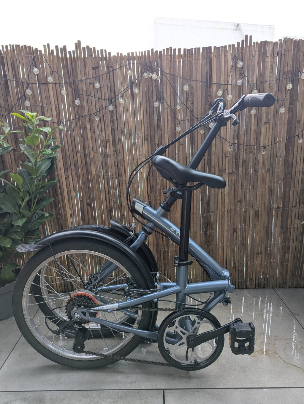 Btwin TILT 120 Blue Grey 6 Speed Folding Bike Compact B'Twin Great Condition
