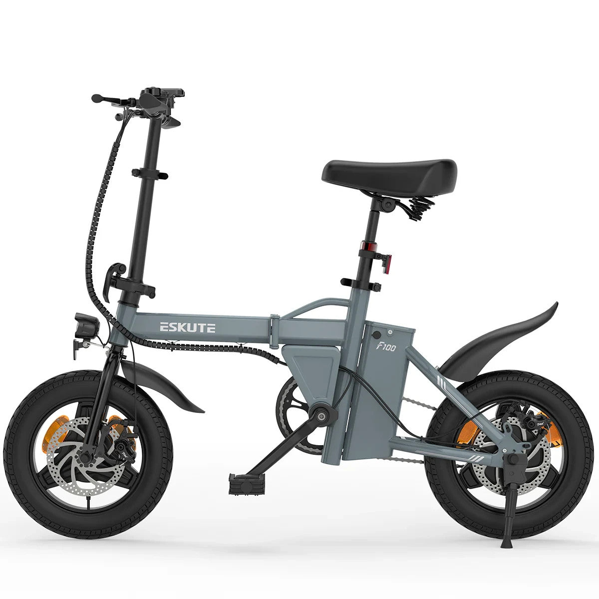 14" Portable Folding Commuter Bike 36V 9A Folding City Bike Full Disc-F100R Grey