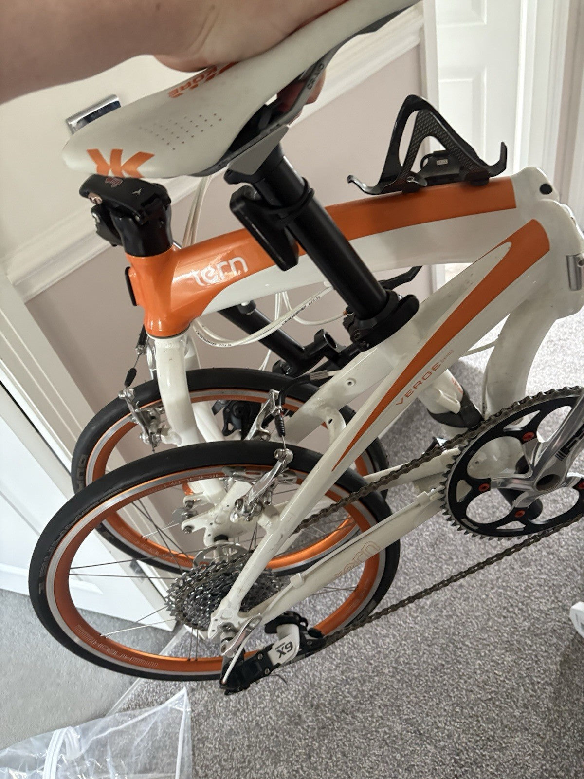 Tern Verge Folding Bike 20in Wheels Small Frame White/Orange Rim Brakes