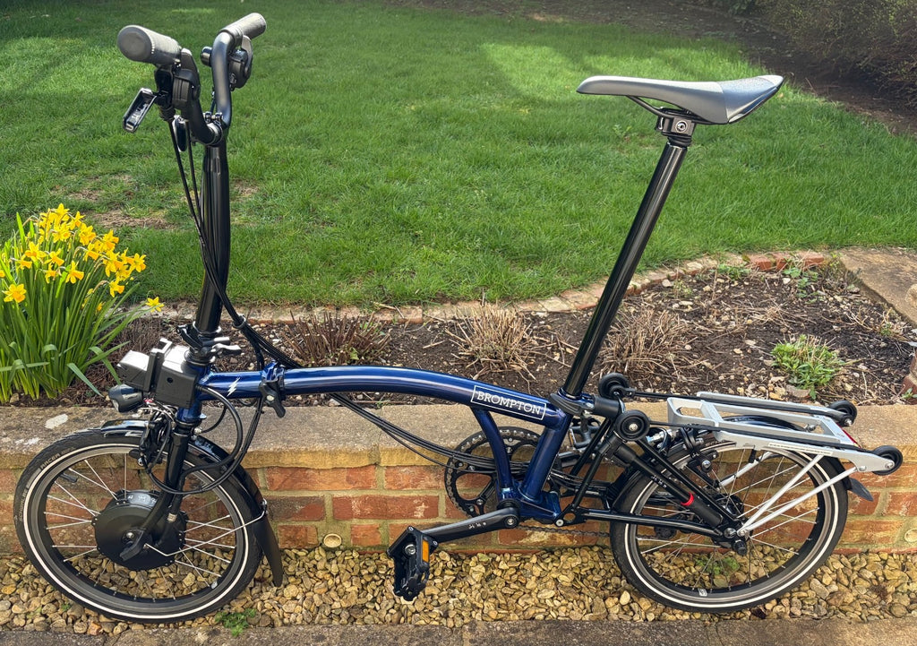 Brompton Folding Bike with 6 speed gears in Metallic Blue