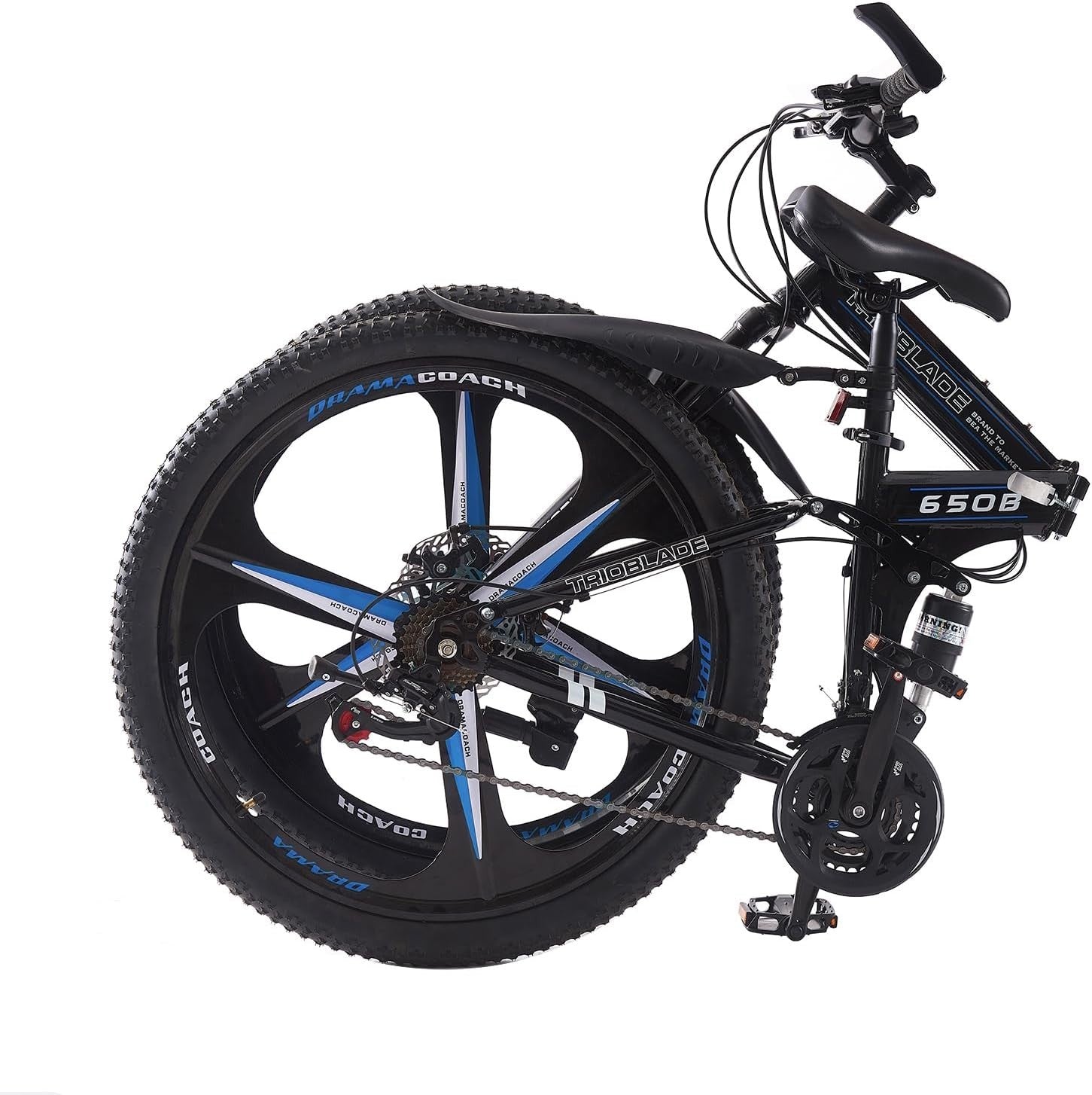 Folding 27.5" Mountain Bike 21 Speed Dual Suspension Men Women MTB