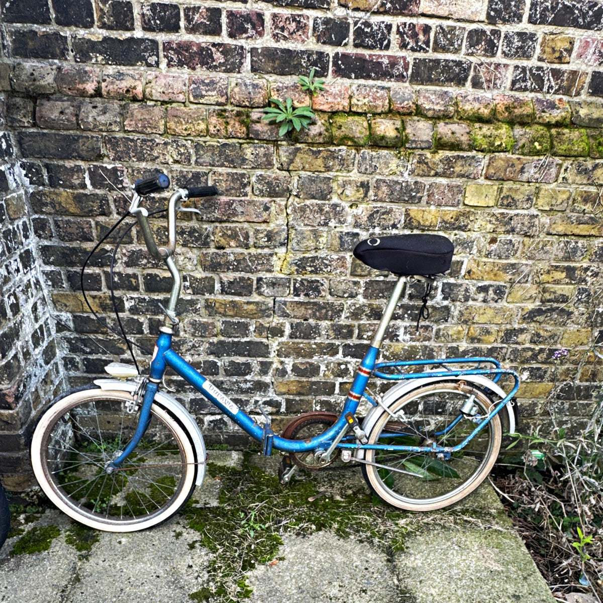Dunavia Vintage Folding Bike 20in Blue Steel Hub Gears Mudguards Rear Rack